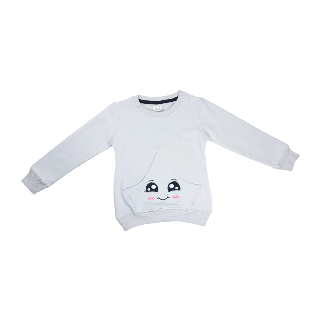 Roya Kids 6004 cepli nakışlı Kız Sweat