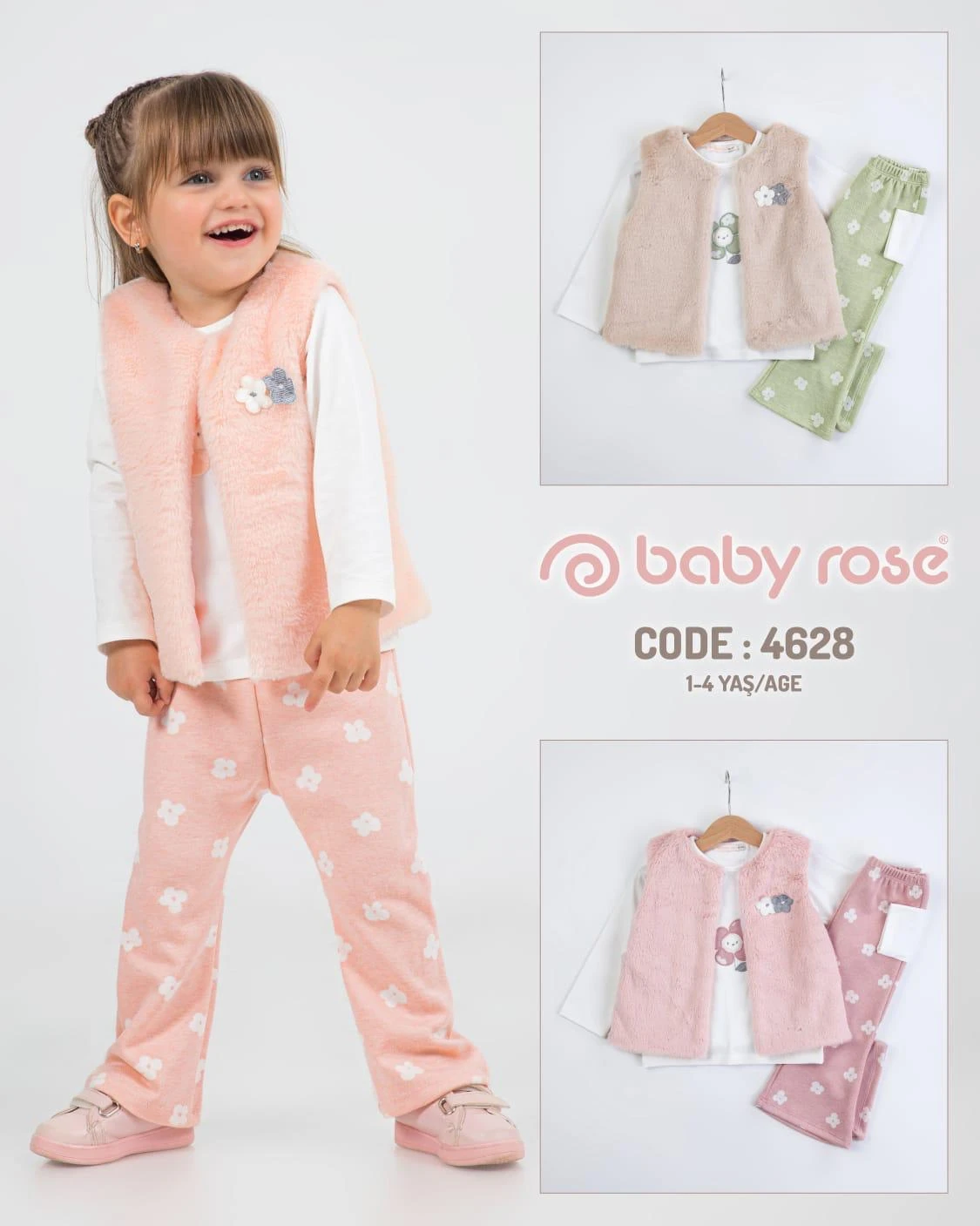 Baby Rose 4628 Kız 3lü Takım