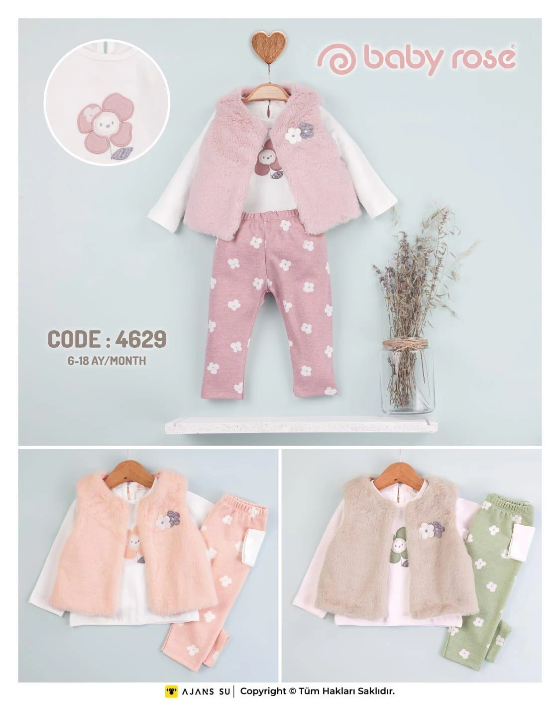 Baby Rose 4628 Kız 3lü Takım