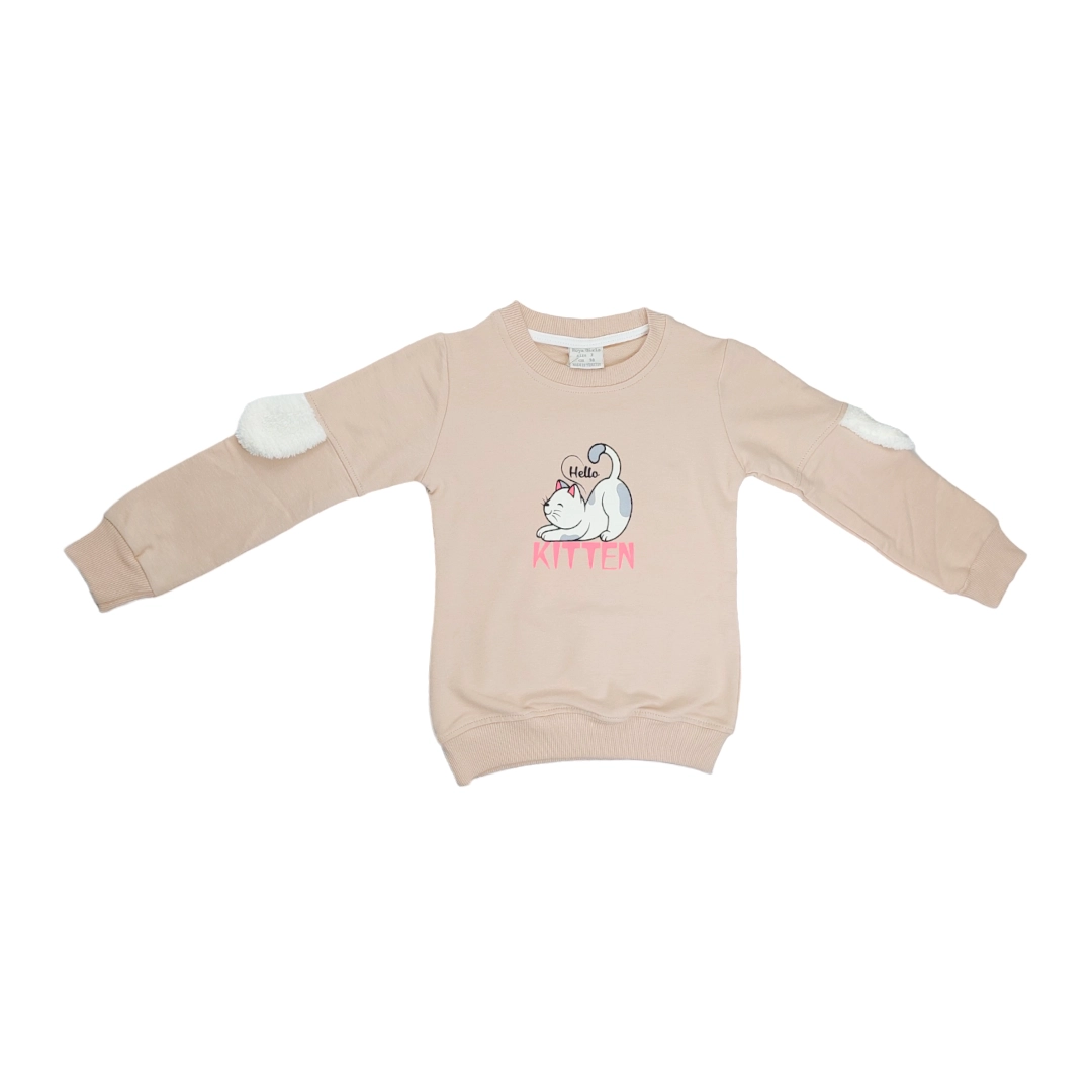 Roya Kids 6003 Kitten Baskılı Kız Sweat